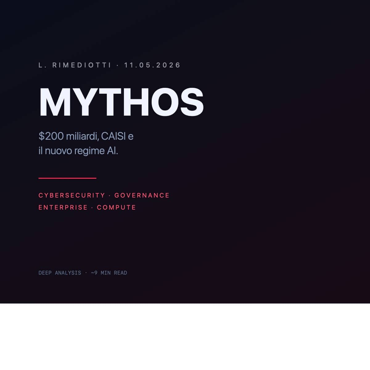 Mythos, 200 miliardi e CAISI - la settimana che ridisegna il potere AI